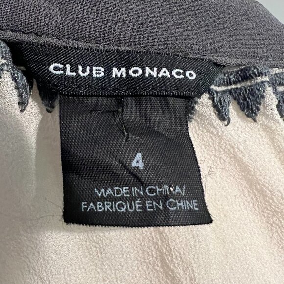 Club Monaco cream & gray 100% silk embroidered sheer casual dress, Size 4 - Picture 16 of 16